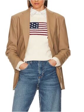 Polo by Ralph Lauren Cream Crewneck Sweater with American Flag